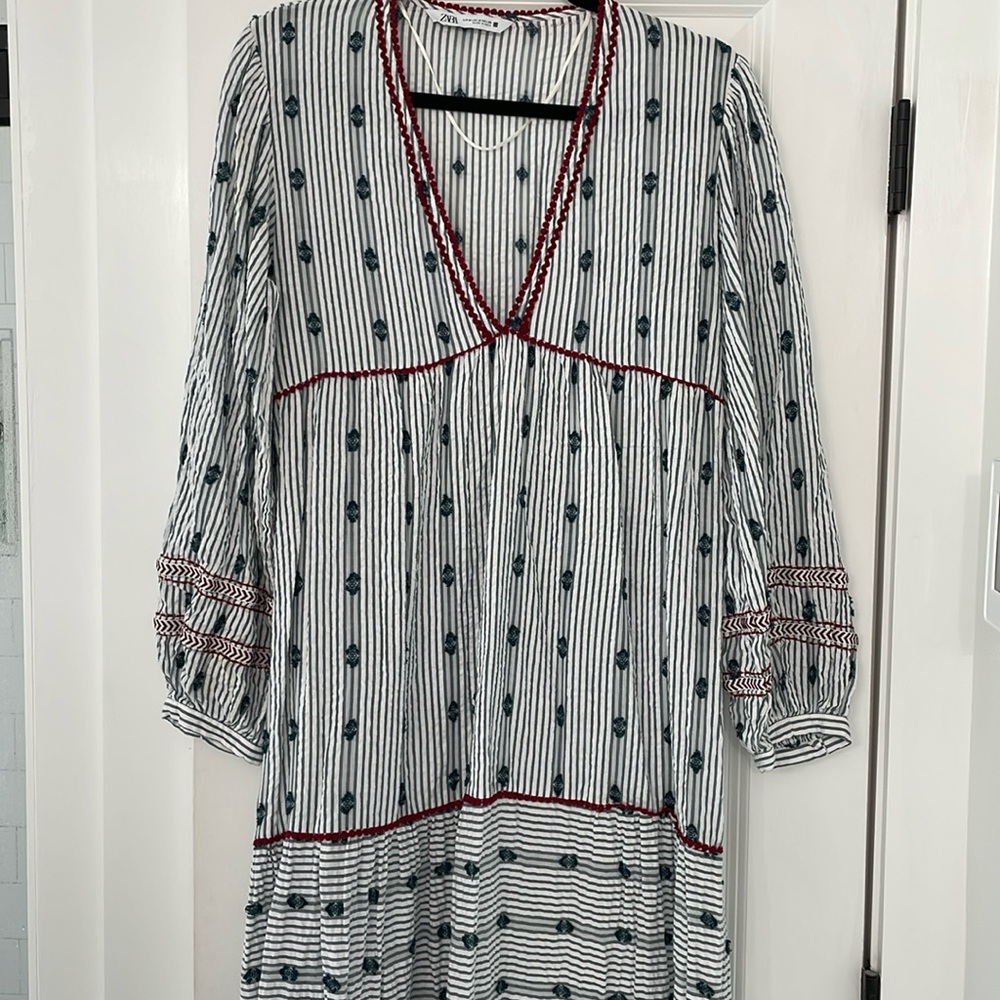 Zara Striped Maxi Dress - Black, White, Red